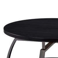 Dyn 35 Inch Round Coffee Table, 1 Shelf, Grayish Black Top, Gray Metal Leg  - BM302509