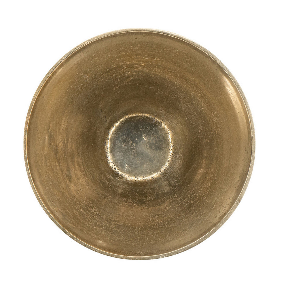 10 Inch Decorative Bowl, Brushed Gold, Marble Inspired Blue, Aluminum - BM302666
