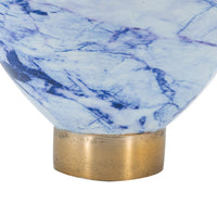 10 Inch Decorative Bowl, Brushed Gold, Marble Inspired Blue, Aluminum - BM302666