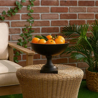 10 Inch Vintage Style Accent Bowl, Gold, Antique Black, Pedestal Stand - BM302693