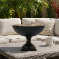 10 Inch Vintage Style Accent Bowl, Gold, Antique Black, Pedestal Stand - BM302693