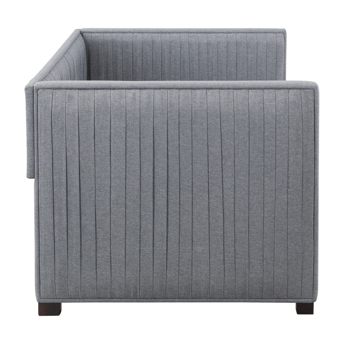 Twin Size Daybed with Trundle, Modern Pleated Soft Gray Fabric Upholstered