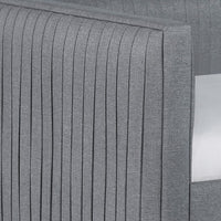 Twin Size Daybed with Trundle, Modern Pleated Soft Gray Fabric Upholstered