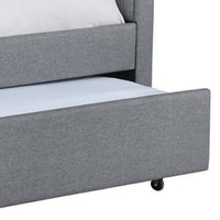 Twin Size Daybed with Trundle, Modern Pleated Soft Gray Fabric Upholstered