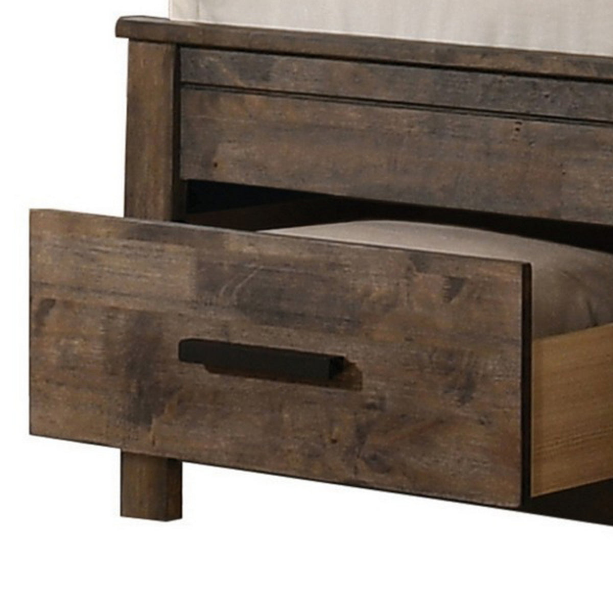 Frio King Size Storage Bed, 2 Drawers, Low Platform Design, Rustic Brown