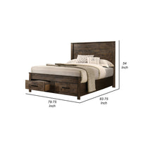 Frio King Size Storage Bed, 2 Drawers, Low Platform Design, Rustic Brown