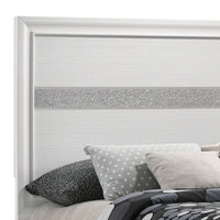 Vino Full Size Panel Bed with 2 Storage Drawers, Acrylic Glitter, White
