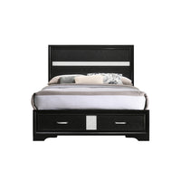 Vino Full Size Panel Bed with 2 Storage Drawers, Acrylic Glitter, Black