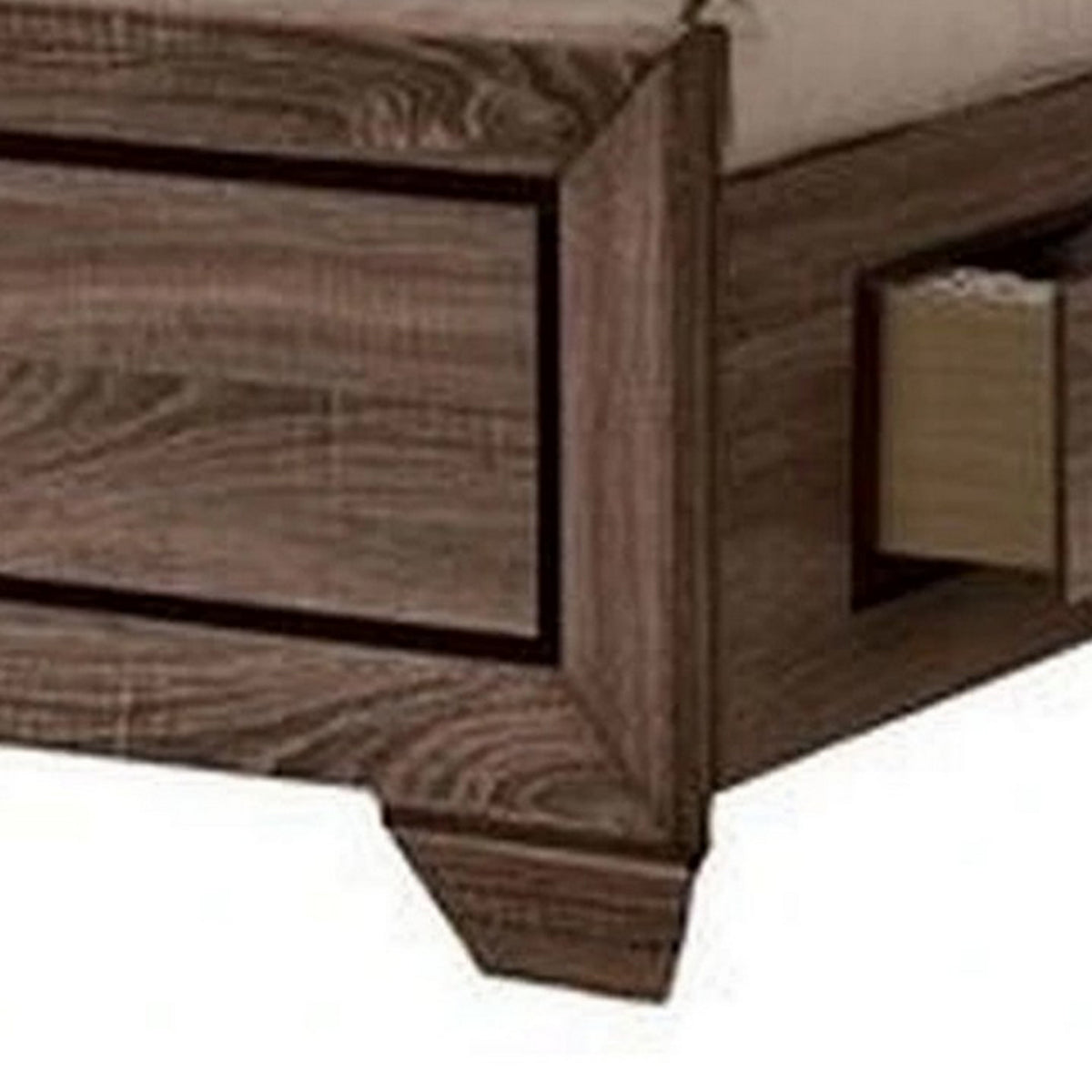 Bello California King Size Storage Bed, 2 Drawers, Wood Grains, Warm Brown