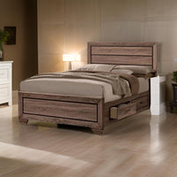 Bello California King Size Storage Bed, 2 Drawers, Wood Grains, Warm Brown
