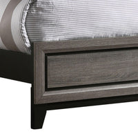 Mela Twin Size Panel Bed, Groove Design, Tapered Legs, Gray and Black
