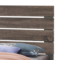 Ach Wood Queen Storage Bed with 2 Drawers, Plank Style Headboard, Brown