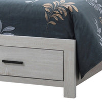 Ach Wood Queen Storage Bed with 2 Drawers, Plank Style Headboard, White