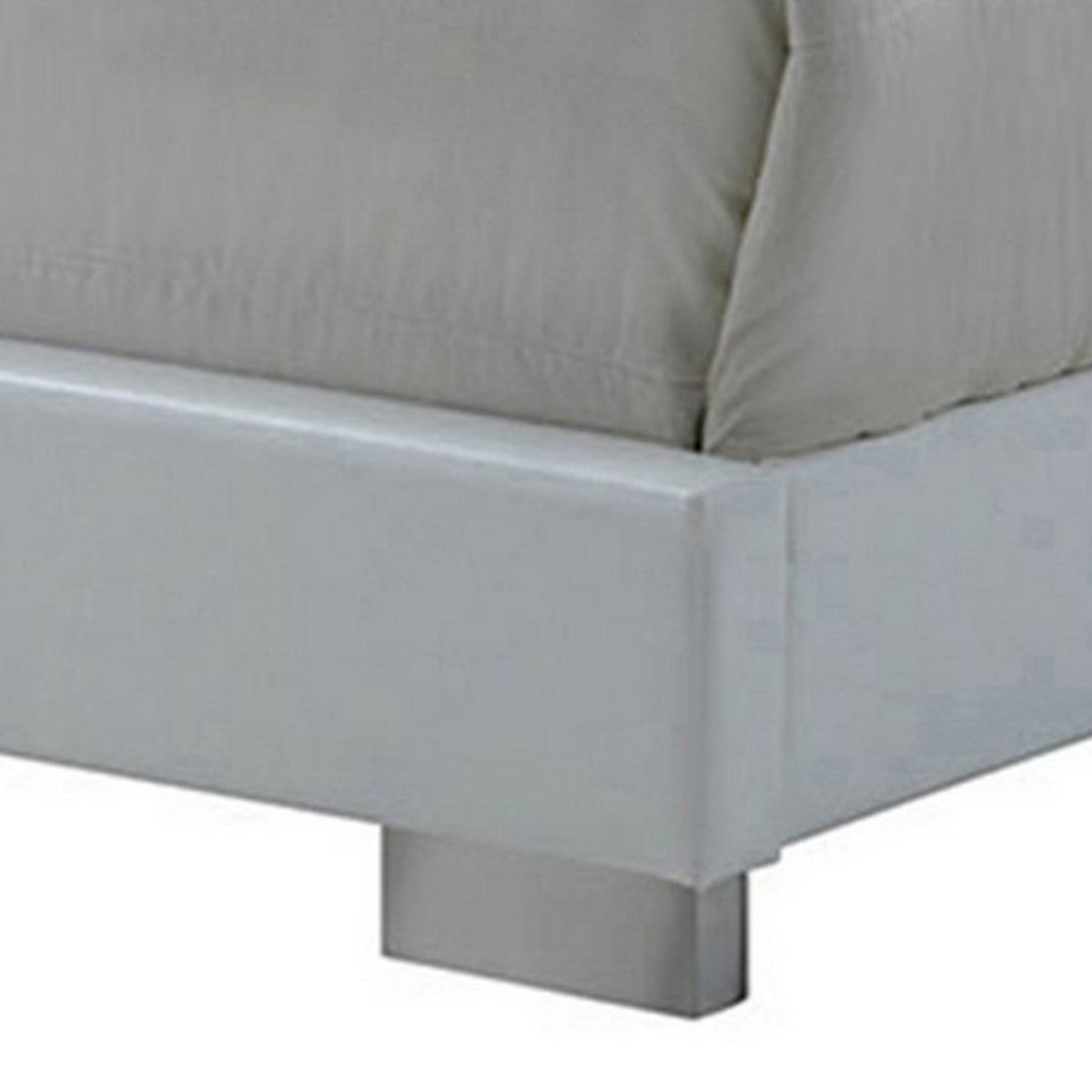 Sok Queen Panel Bed with LED Headboard, Low Profile Footboard, Glossy White