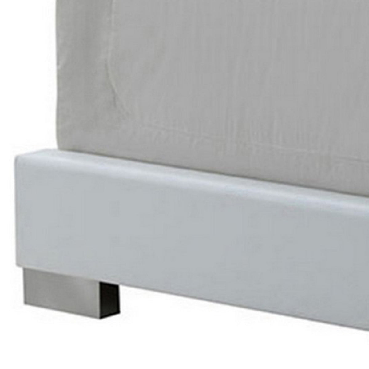 Sok King Panel Bed with LED Headboard, Low Profile Footboard, Glossy White