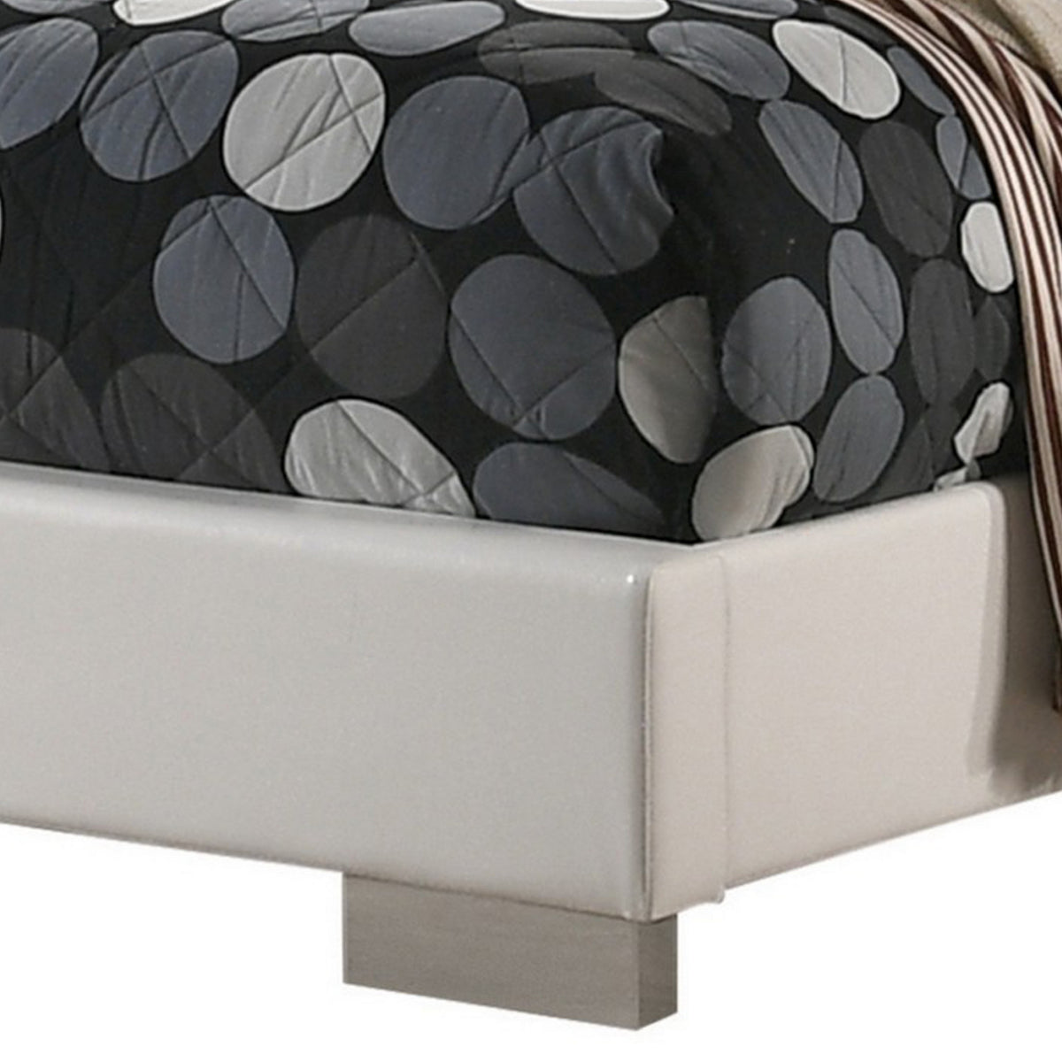 Sok Full Panel Bed with LED Headboard, Low Profile Footboard, Glossy White