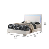 Sok Full Panel Bed with LED Headboard, Low Profile Footboard, Glossy White