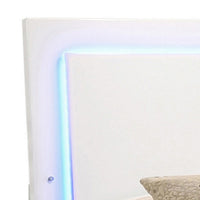 Sok Twin Panel Bed with LED Headboard, Low Profile Footboard, Glossy White