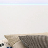 Sok Twin Panel Bed with LED Headboard, Low Profile Footboard, Glossy White