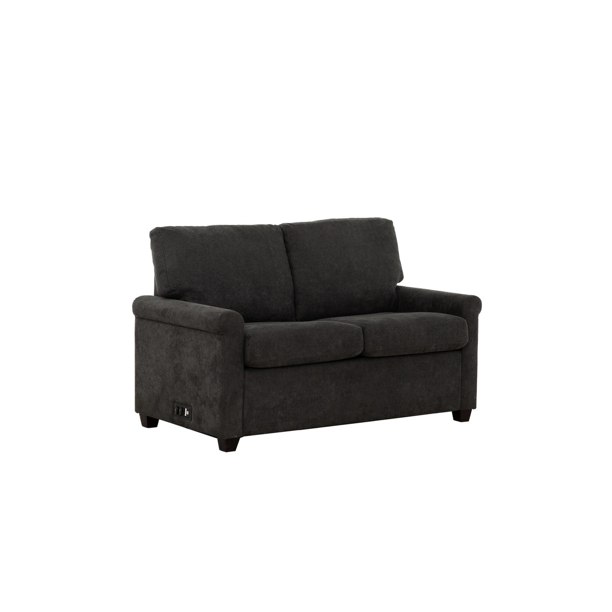54 Inch Plush Convertible Sofa Bed with Rolled Arms, USB Ports, Dark Gray-BM302905