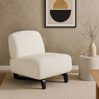 Ikka 30 Inch Padded Armless Chair, Crisp White Faux Sheepskin Upholstery - BM303193