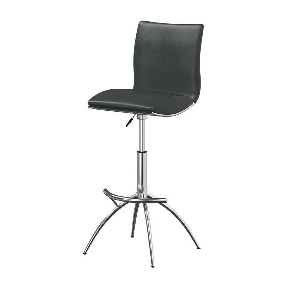 Deko 26-31 Inch Adjustable Height Barstool Chair, Chrome, Gray Faux Leather - BM304647