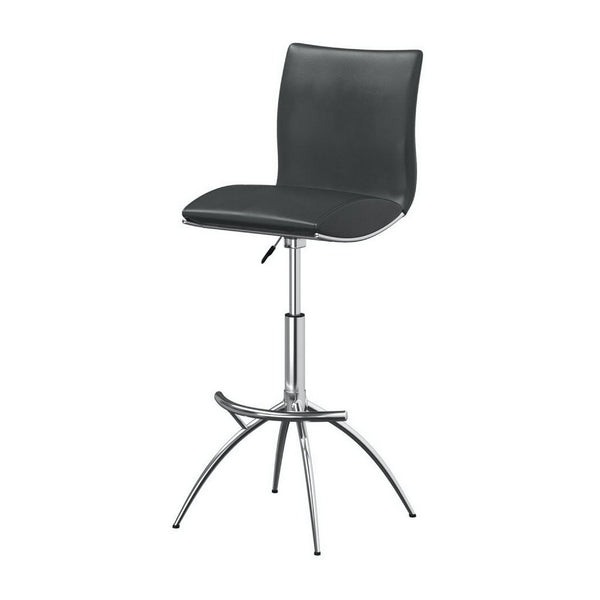 Deko 26-31 Inch Adjustable Height Barstool Chair, Chrome, Gray Faux Leather - BM304647