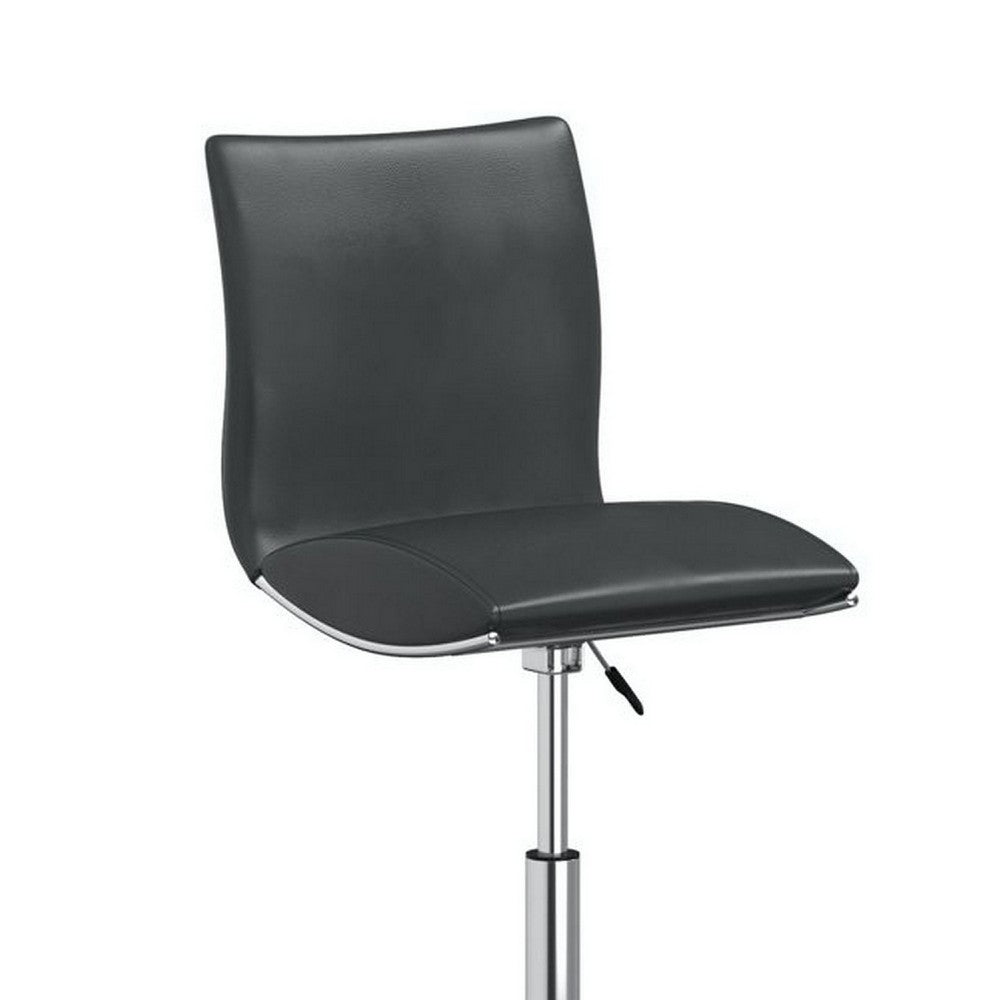Deko 26-31 Inch Adjustable Height Barstool Chair, Chrome, Gray Faux Leather - BM304647