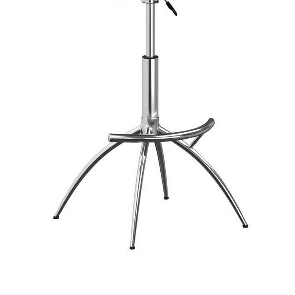 Deko 26-31 Inch Adjustable Height Barstool Chair, Chrome, Gray Faux Leather - BM304647
