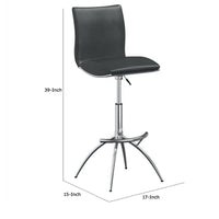 Deko 26-31 Inch Adjustable Height Barstool Chair, Chrome, Gray Faux Leather - BM304647