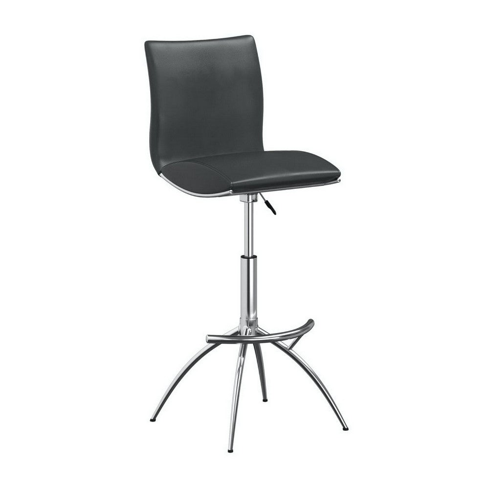 Deko 26-31 Inch Adjustable Height Barstool Chair, Chrome, Gray Faux Leather - BM304647