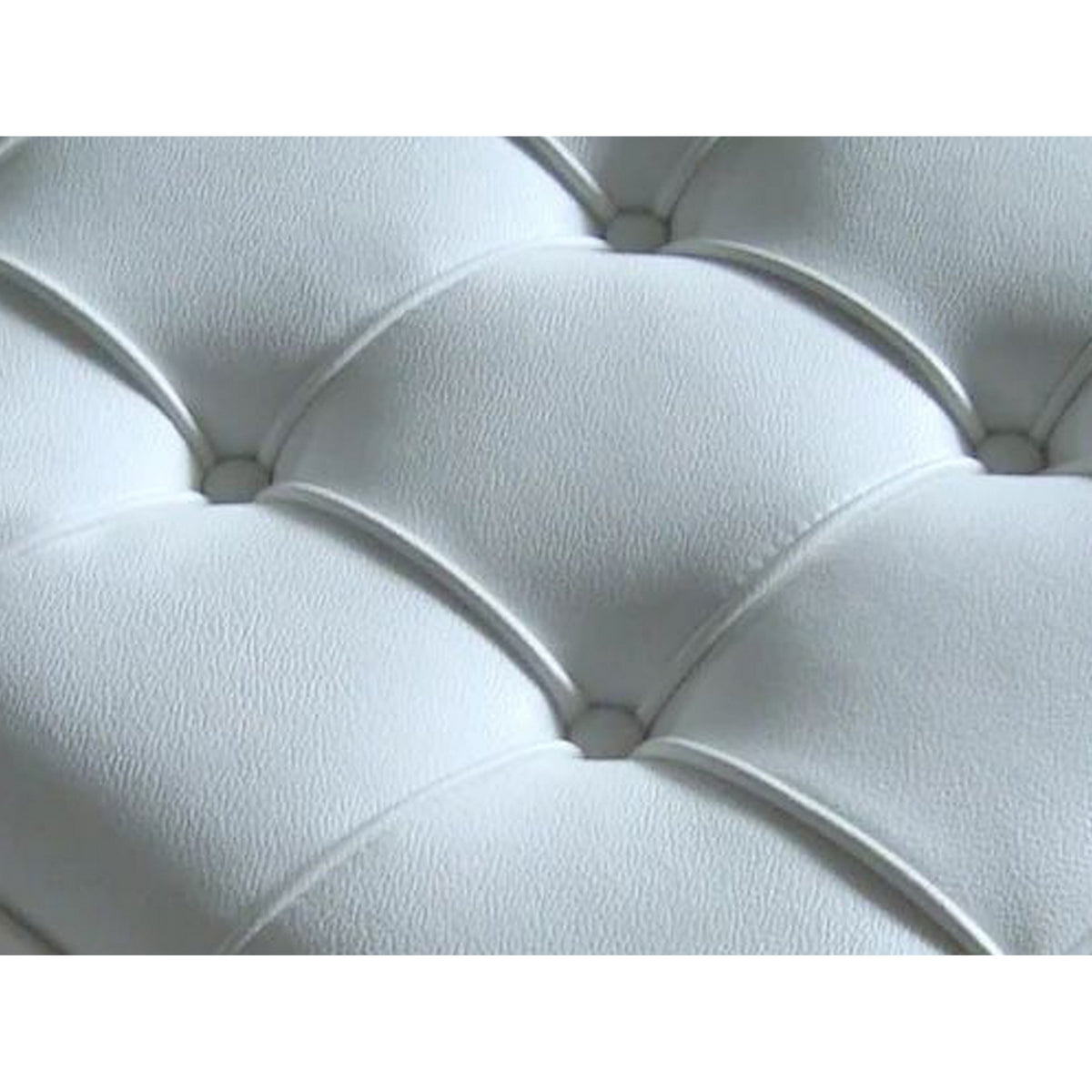 Alee 27 Inch Ottoman, Square Tufting, Crossed Legs, White Faux Leather - BM304659