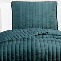 Elia Twin Contemporary Quilt Coverlet Set with Crinkle Texture, Teal Green  - BM304700