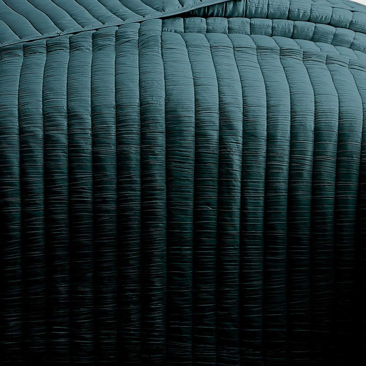 Elia Twin Contemporary Quilt Coverlet Set with Crinkle Texture, Teal Green  - BM304700