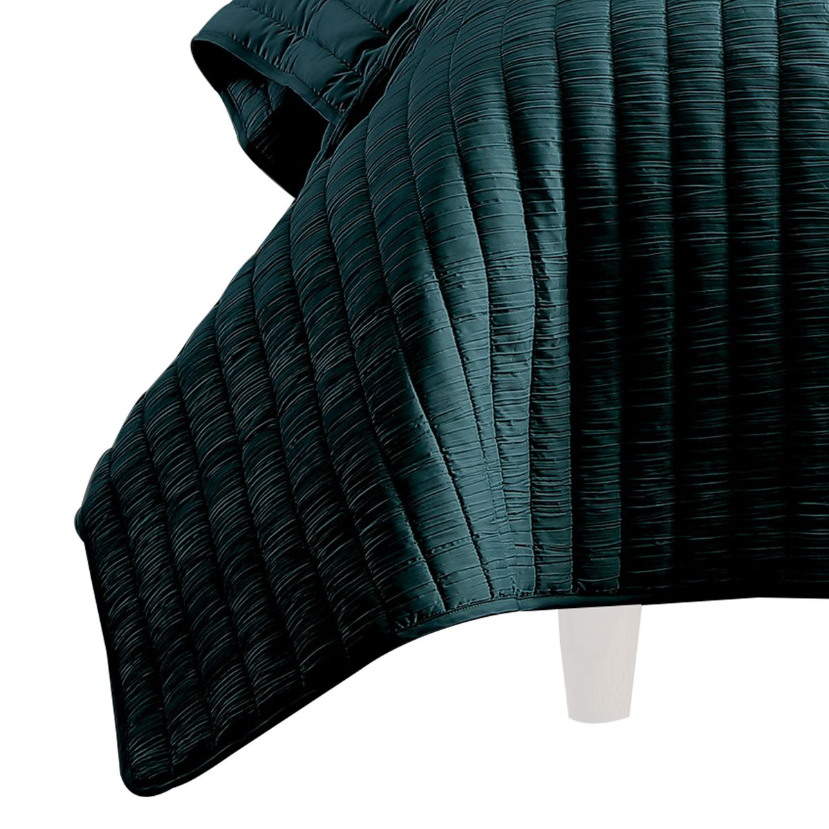 Elia Twin Contemporary Quilt Coverlet Set with Crinkle Texture, Teal Green  - BM304700