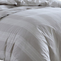 Kia 2 Piece Twin Comforter Set, Yarn Dyed Cotton, Beige Vertical Stripes  - BM304701