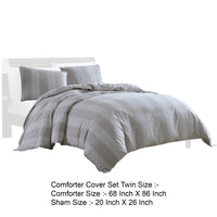 Kia 2 Piece Twin Comforter Set, Yarn Dyed Cotton, Beige Vertical Stripes  - BM304701