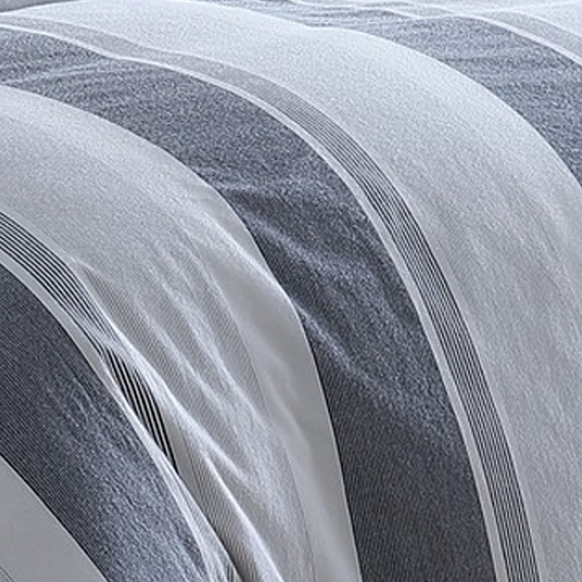Kia 2 Piece Twin Comforter Set, Yarn Dyed Cotton, Gray Vertical Stripes  - BM304702