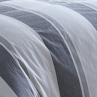 Kia 2 Piece Twin Comforter Set, Yarn Dyed Cotton, Gray Vertical Stripes  - BM304702