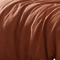 Edge 4 Piece Queen Size Duvet Comforter Set, Washed Linen, Rust Orange  - BM304720