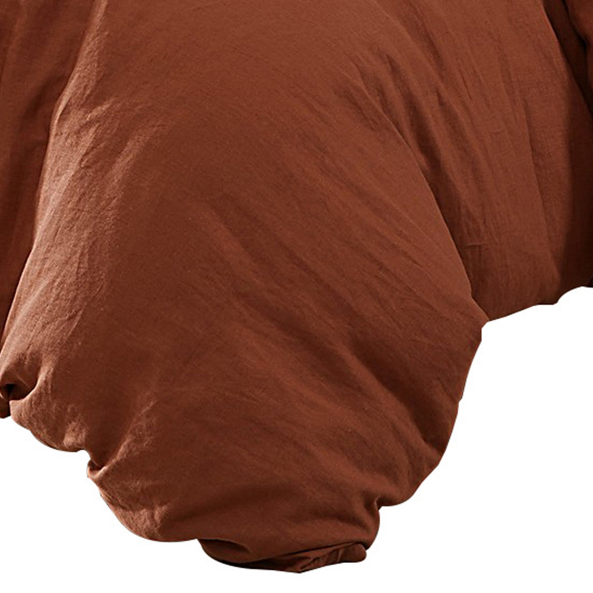 Edge 4 Piece Queen Size Duvet Comforter Set, Washed Linen, Rust Orange  - BM304720