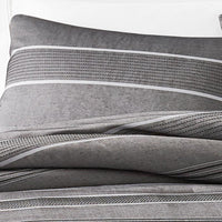 Arlo 3 Piece Queen Size Comforter Set, Striped Woven Jacquard, Soft Gray  - BM304764