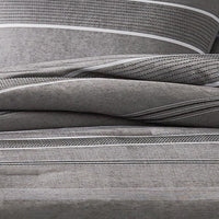 Arlo 3 Piece Queen Size Comforter Set, Striped Woven Jacquard, Soft Gray  - BM304764
