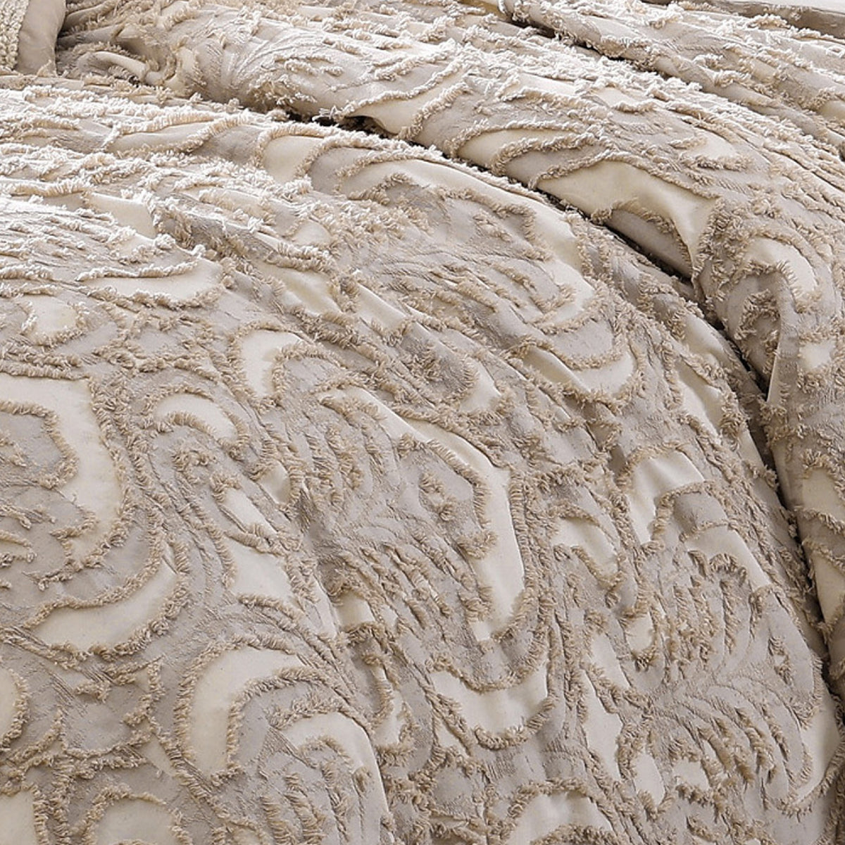 Kile Modern 6 Piece Queen Size Duvet Comforter Set, Beige Medallion Pattern  - BM304770