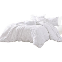 Kile Modern 6 Piece King Size Duvet Comforter Set, White Medallion Pattern  - BM304771