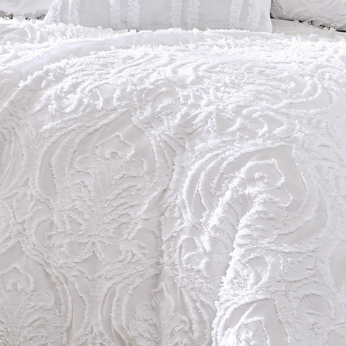Kile Modern 6 Piece King Size Duvet Comforter Set, White Medallion Pattern  - BM304771