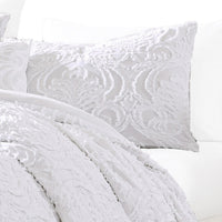 Kile Modern 6 Piece King Size Duvet Comforter Set, White Medallion Pattern  - BM304771