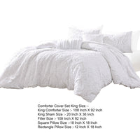 Kile Modern 6 Piece King Size Duvet Comforter Set, White Medallion Pattern  - BM304771
