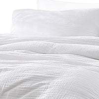 Uvi 3 Piece King Comforter Set, Cotton, Natural Crinkled Texture, White  - BM304777