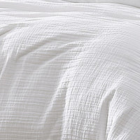 Uvi 3 Piece King Comforter Set, Cotton, Natural Crinkled Texture, White  - BM304777